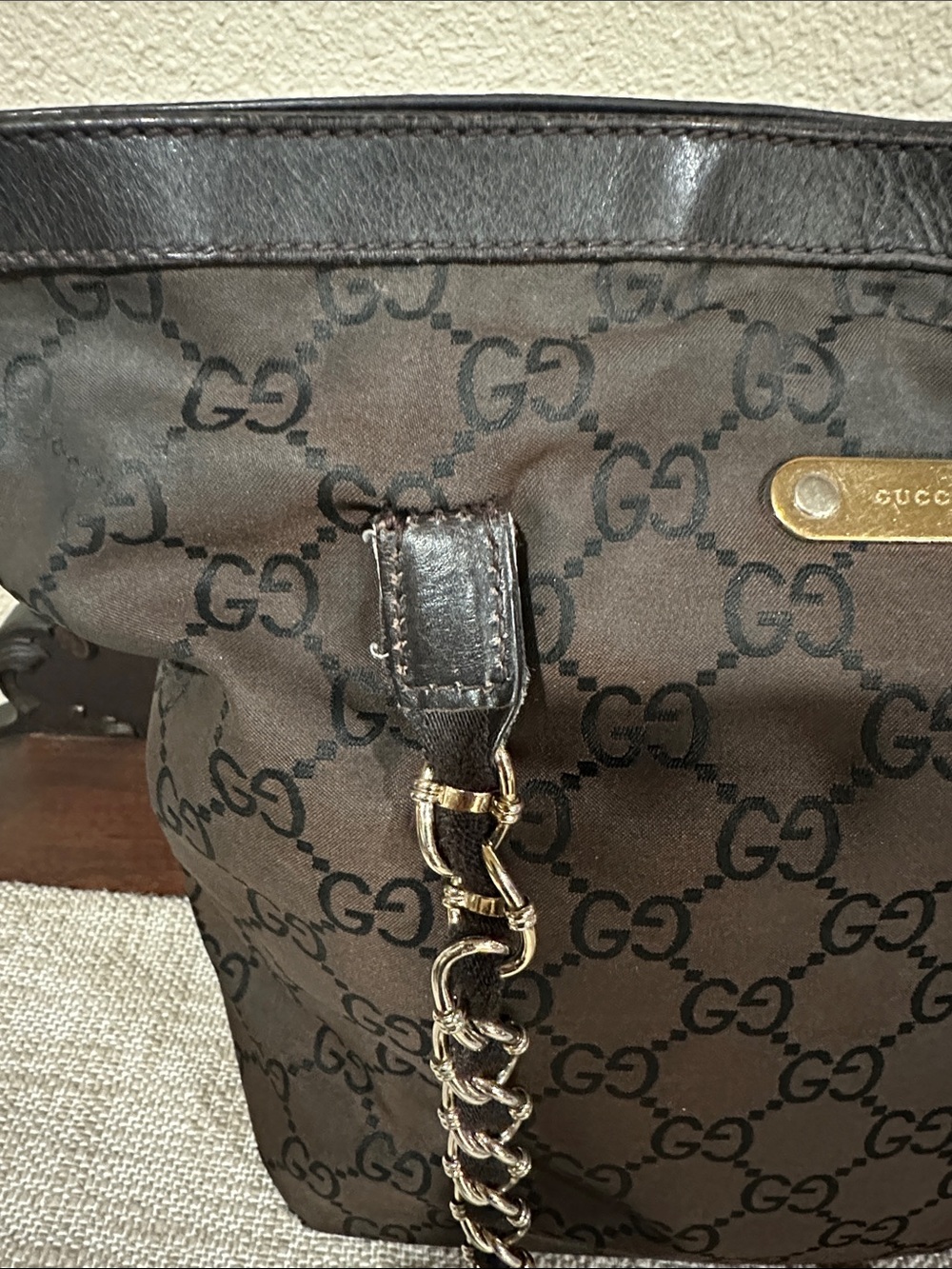 Gucci black GG Monogram Chain-Handle Tote - Picture 2 of 10